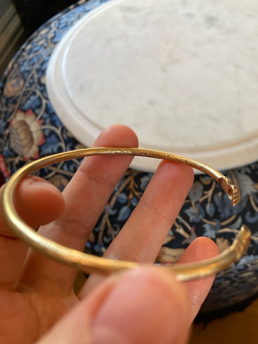 Rare Antique Victorian Figa Fist Snake Diamond Engraved Brass Bypass Bracelet - Picture 12 of 17
